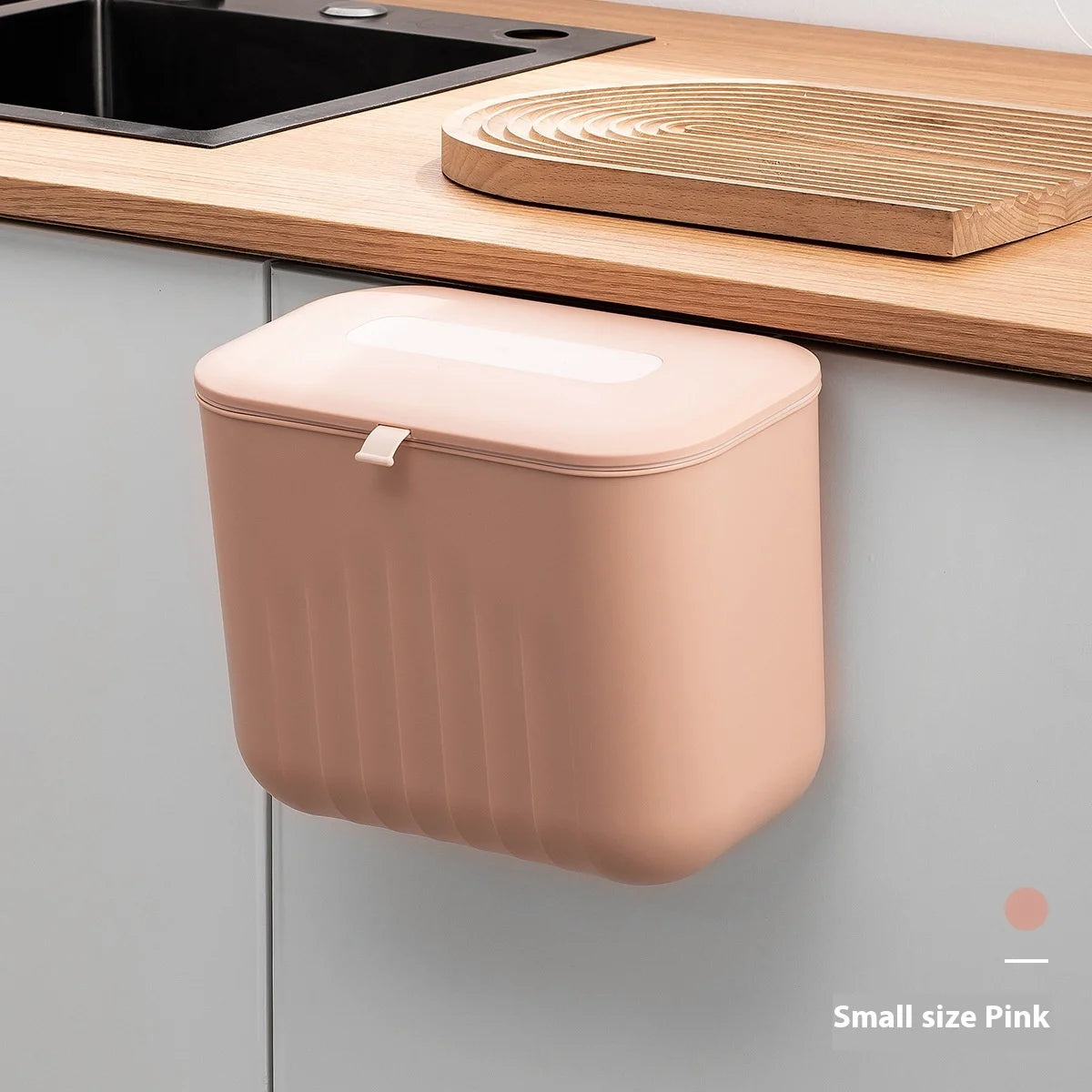 Trash Bin Without Punching Silicone Handle with Lid Two-way Opening Lid Wall-mounted PP Paper Basket Storage Tube Household Item