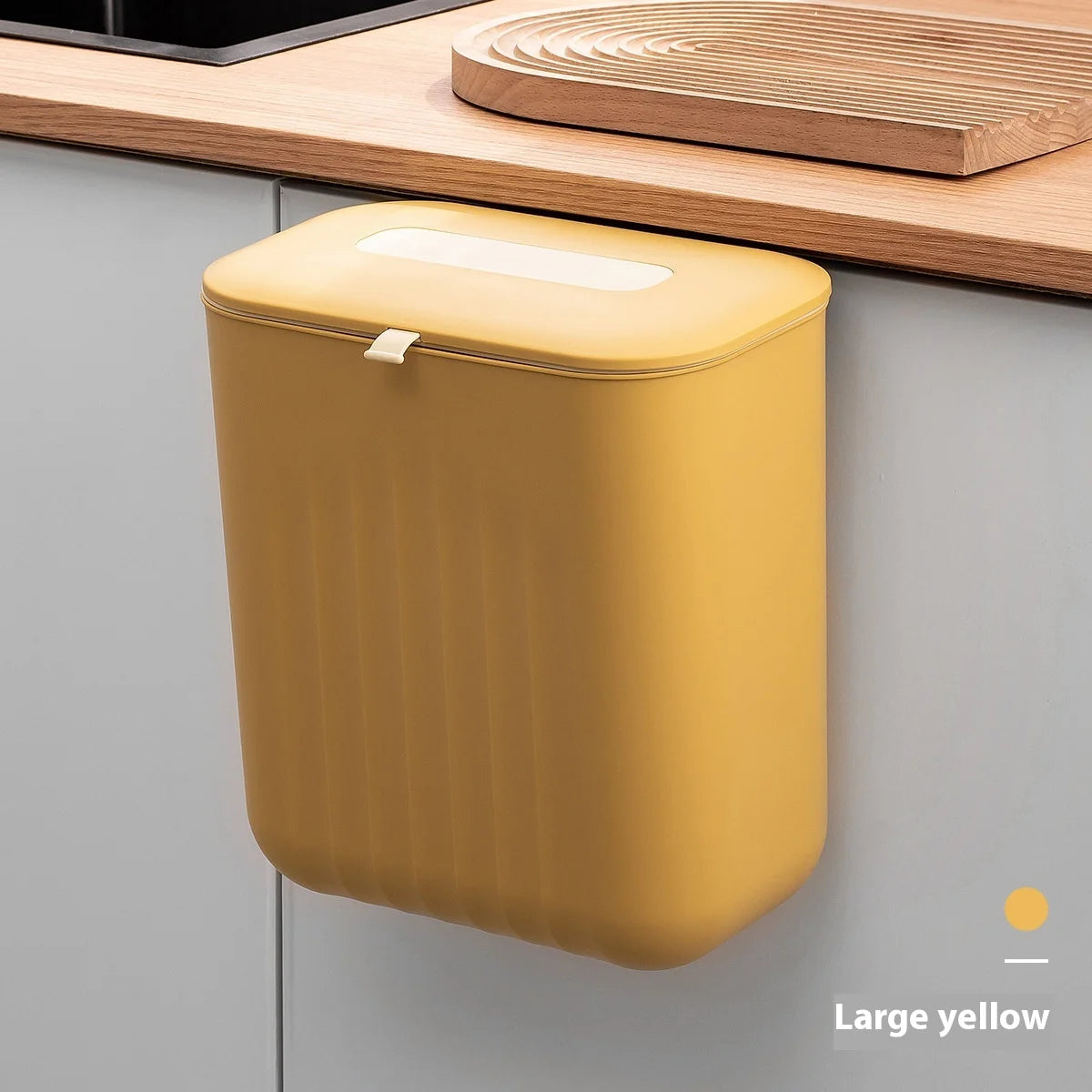 Trash Bin Without Punching Silicone Handle with Lid Two-way Opening Lid Wall-mounted PP Paper Basket Storage Tube Household Item