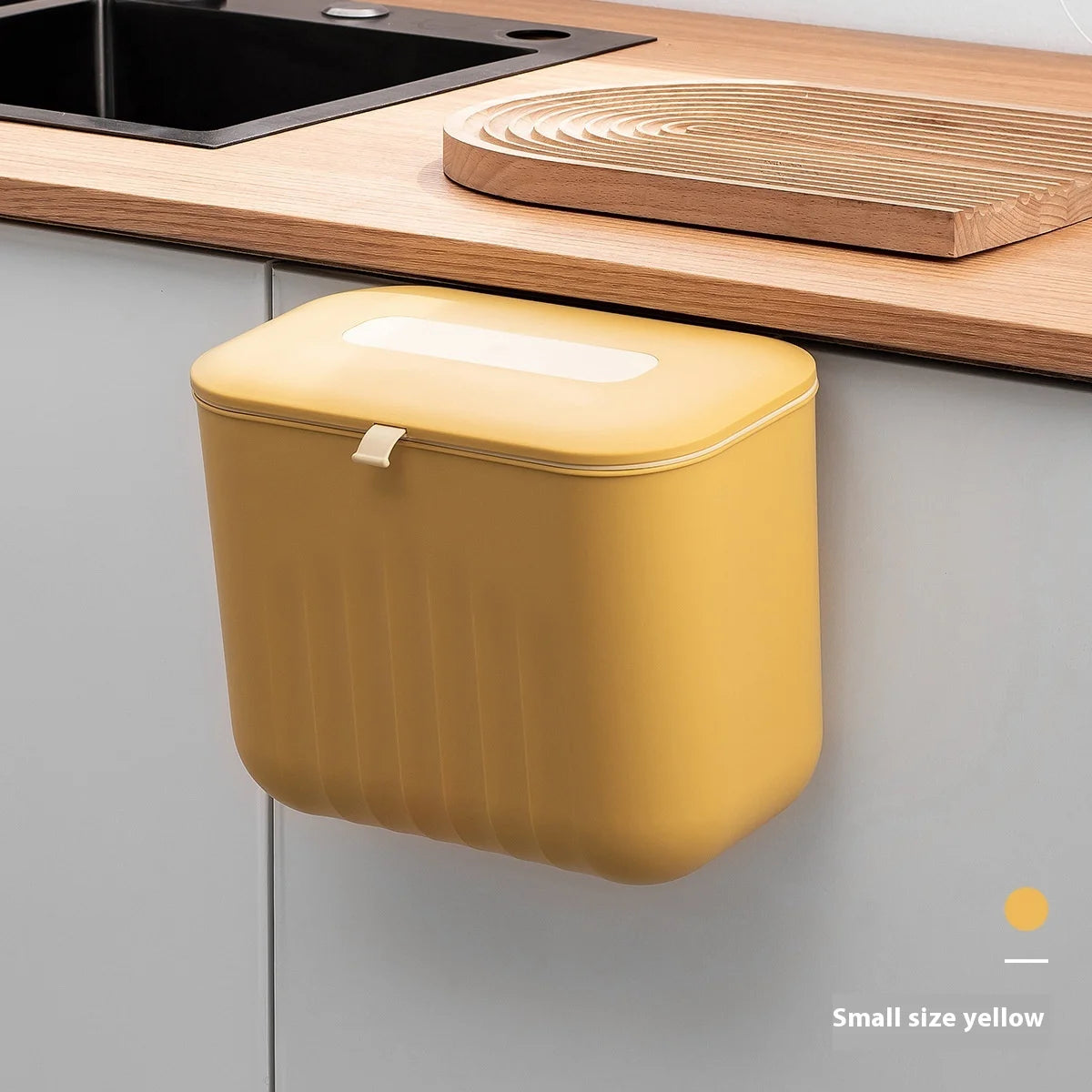 Trash Bin Without Punching Silicone Handle with Lid Two-way Opening Lid Wall-mounted PP Paper Basket Storage Tube Household Item