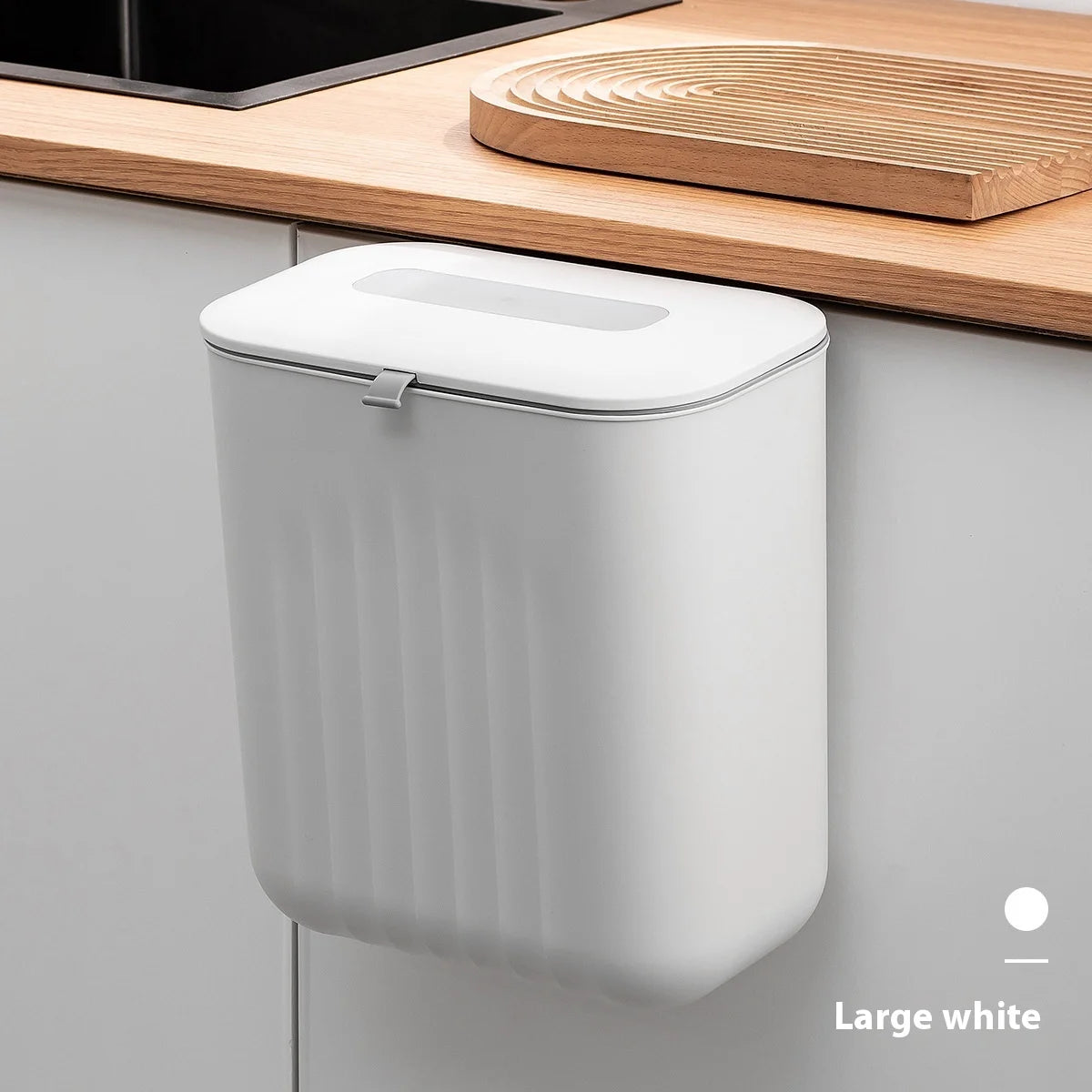 Trash Bin Without Punching Silicone Handle with Lid Two-way Opening Lid Wall-mounted PP Paper Basket Storage Tube Household Item