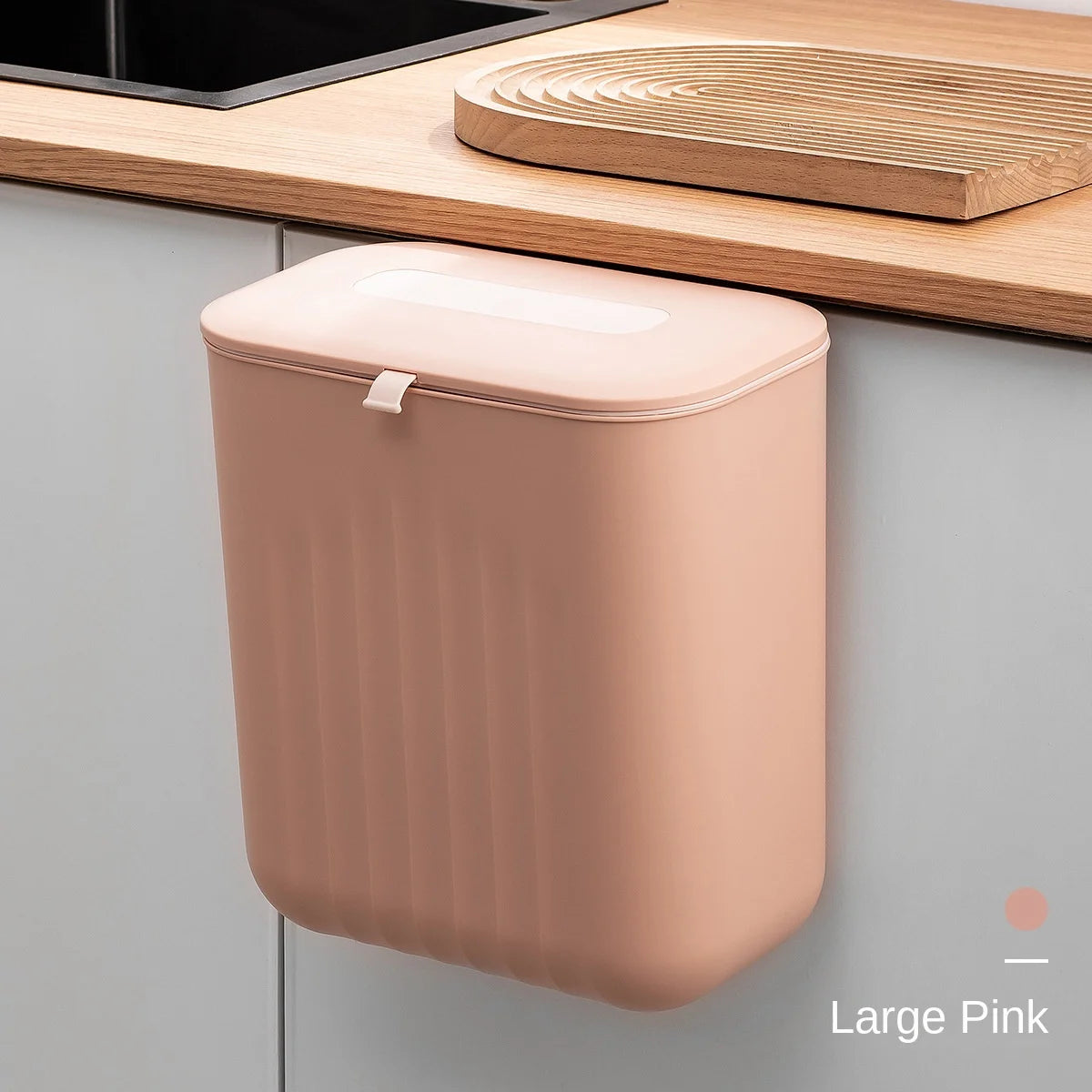 Trash Bin Without Punching Silicone Handle with Lid Two-way Opening Lid Wall-mounted PP Paper Basket Storage Tube Household Item