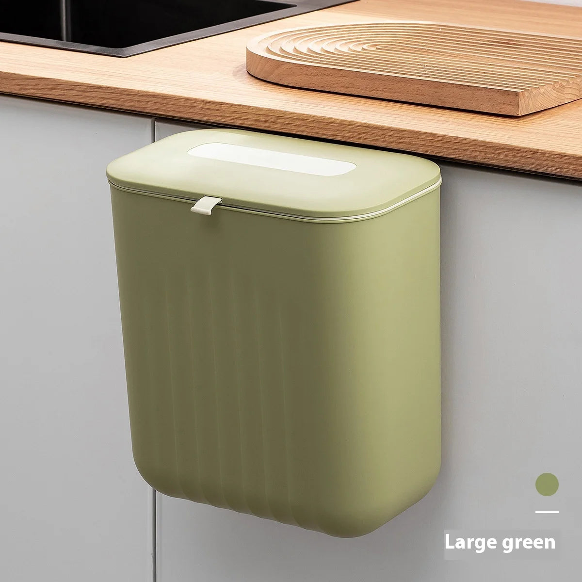 Trash Bin Without Punching Silicone Handle with Lid Two-way Opening Lid Wall-mounted PP Paper Basket Storage Tube Household Item