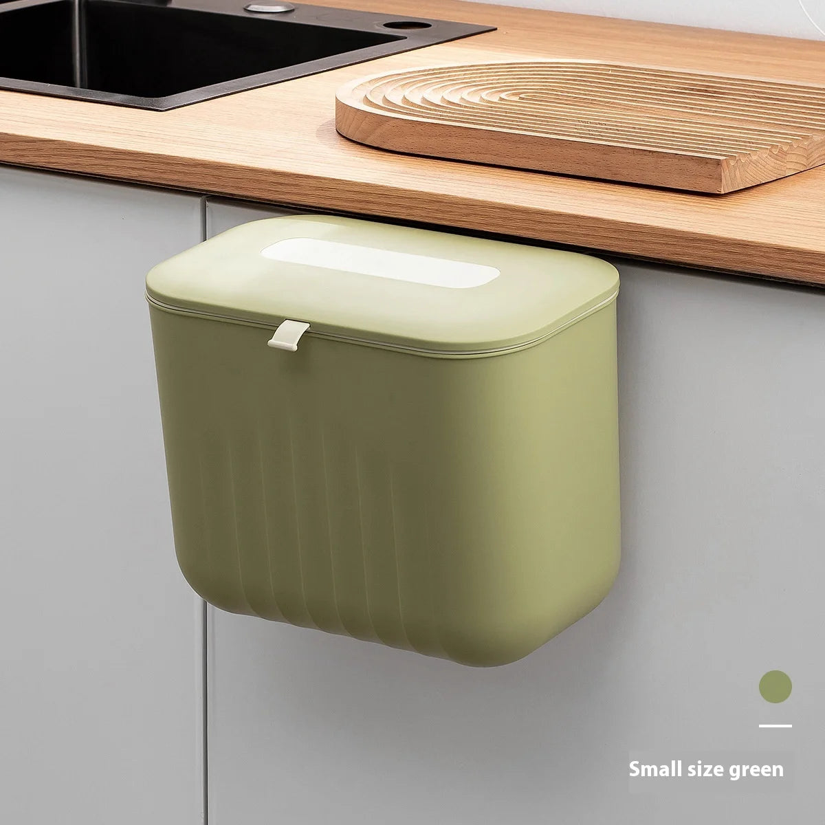 Trash Bin Without Punching Silicone Handle with Lid Two-way Opening Lid Wall-mounted PP Paper Basket Storage Tube Household Item